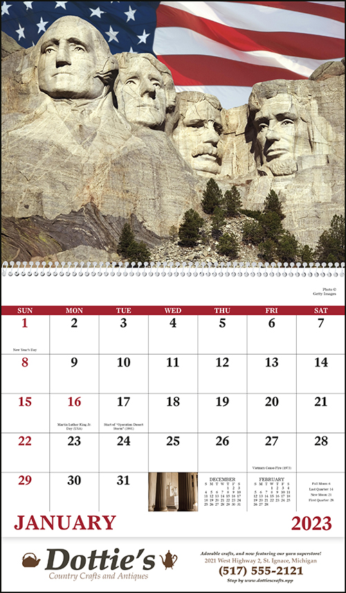 Celebrate America Spiral Bound Wall Calendar for 2023